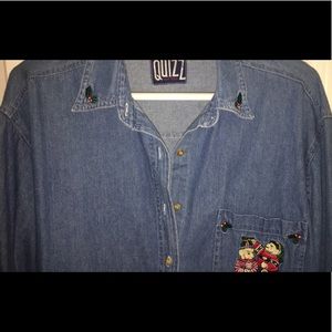 Denim Christmas themed embroidery Jacket